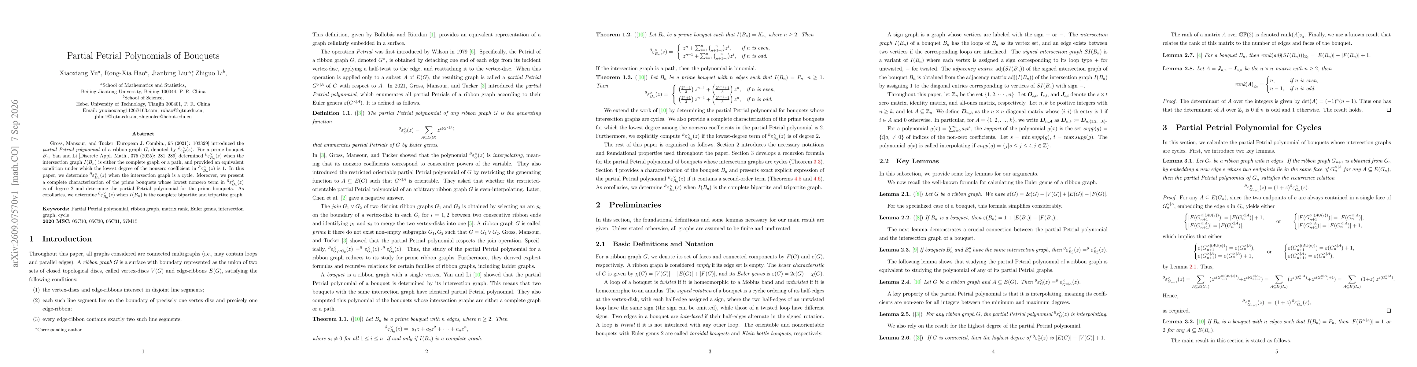 Thumbnail for Partial Petrial Polynomials of Bouquets