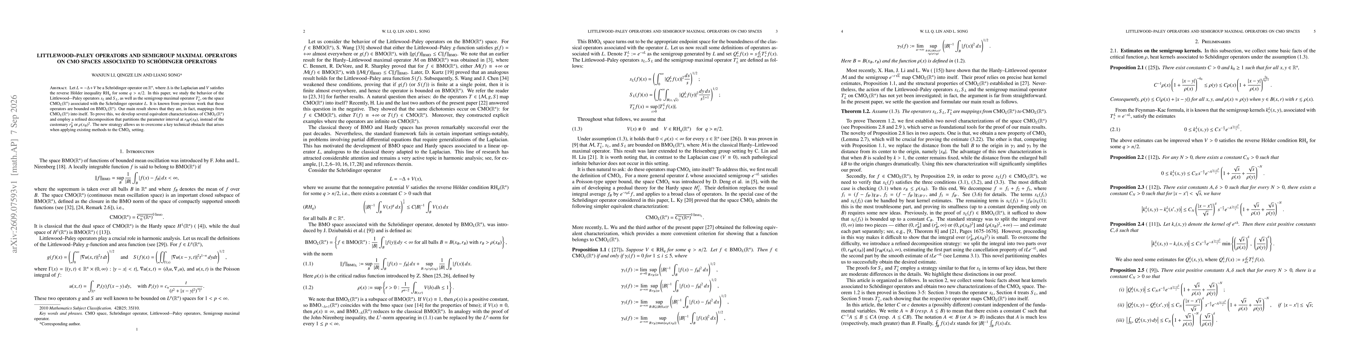 Thumbnail for Littlewood--Paley operators and semigroup maximal operators on CMO spaces associated to Schödinger operators