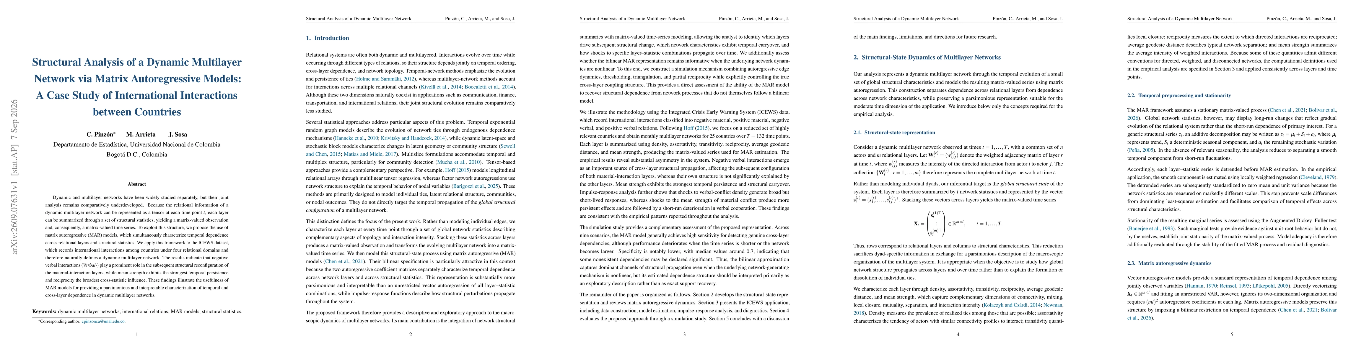 Thumbnail for Structural Analysis of a Dynamic Multilayer Network via Matrix Autoregressive Models: A Case Study of International Interactions between Countries