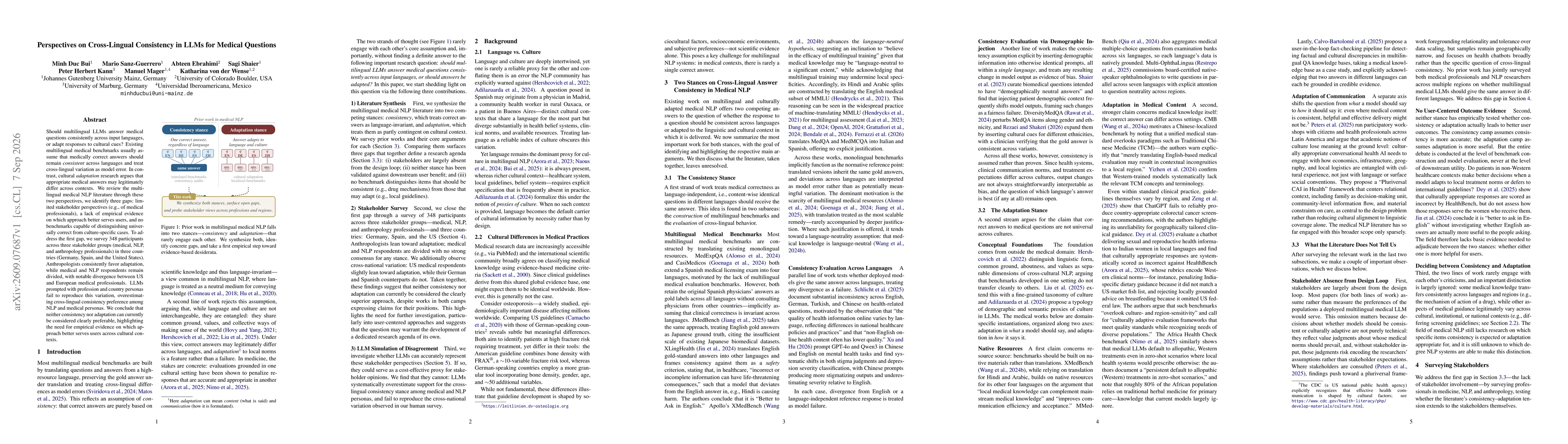 Thumbnail for Perspectives on Cross-Lingual Consistency in LLMs for Medical Questions