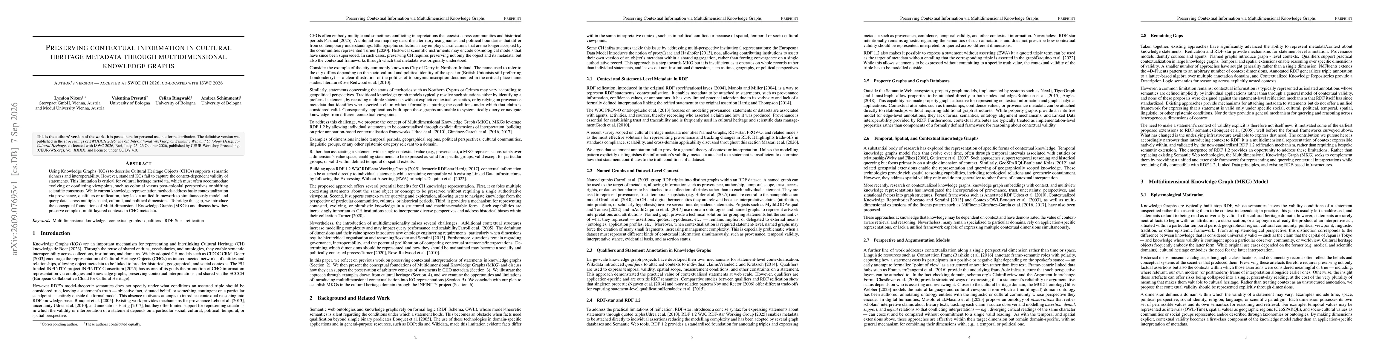 Thumbnail for Preserving contextual information in cultural heritage metadata through multidimensional knowledge graphs