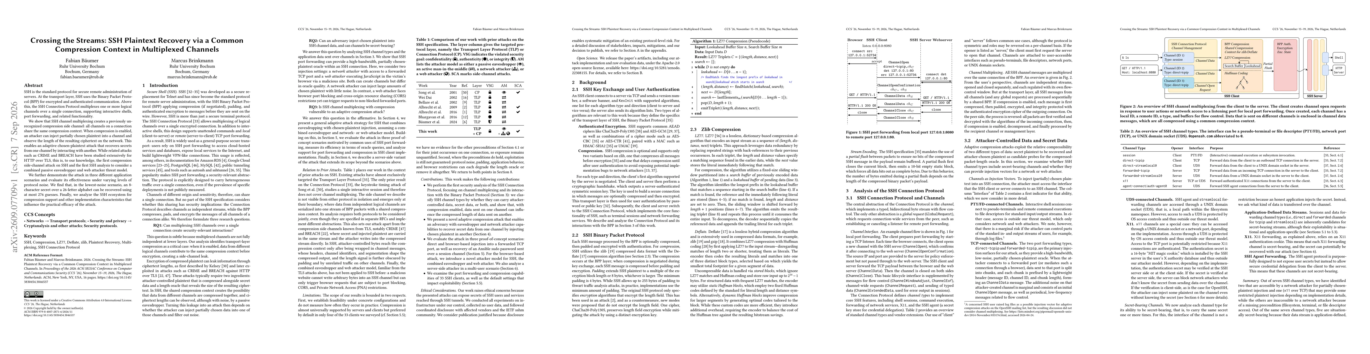 Thumbnail for Crossing the Streams: SSH Plaintext Recovery via a Common Compression Context in Multiplexed Channels