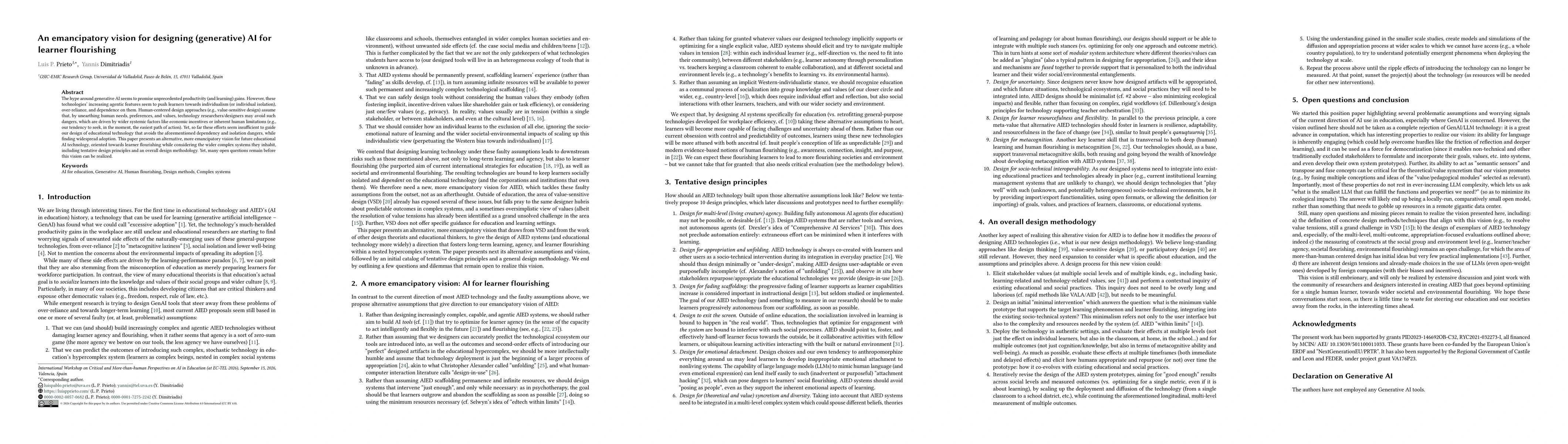 Thumbnail for An emancipatory vision for designing (generative) AI for learner flourishing