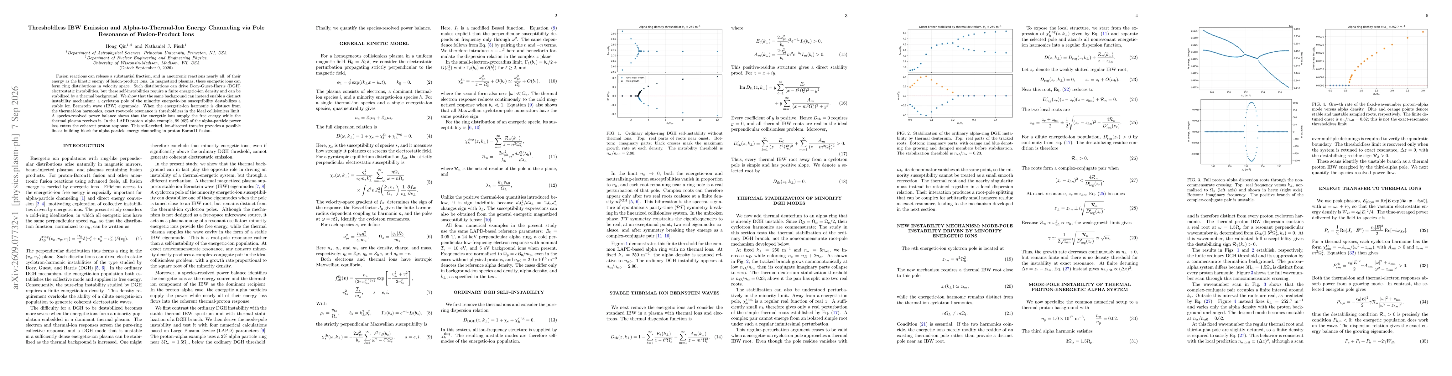 Thumbnail for Thresholdless IBW Emission and Alpha-to-Thermal-Ion Energy Channeling via Pole Resonance of Fusion-Product Ions