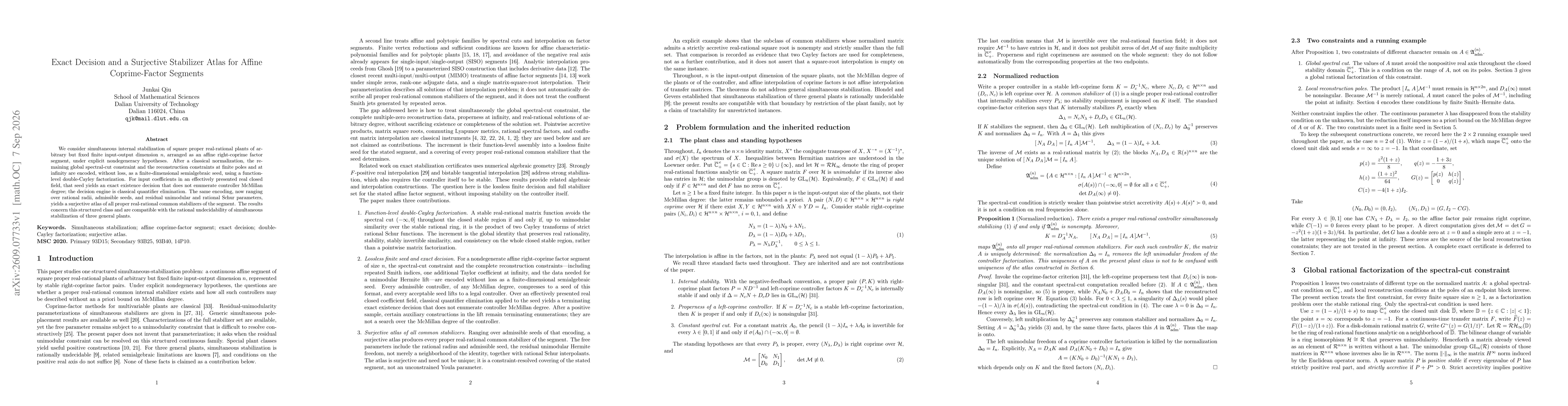 Thumbnail for Exact Decision and a Surjective Stabilizer Atlas for Affine Coprime-Factor Segments