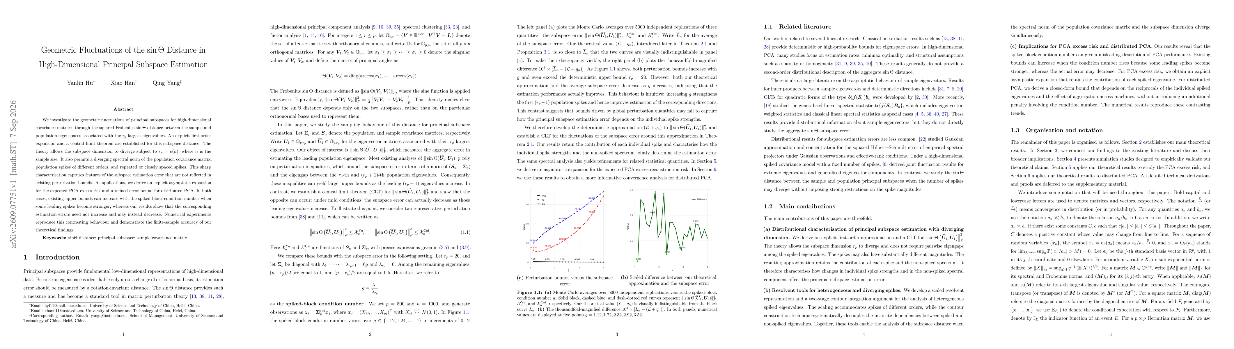 Thumbnail for Geometric Fluctuations of the $\sinΘ$ Distance in High-Dimensional Principal Subspace Estimation