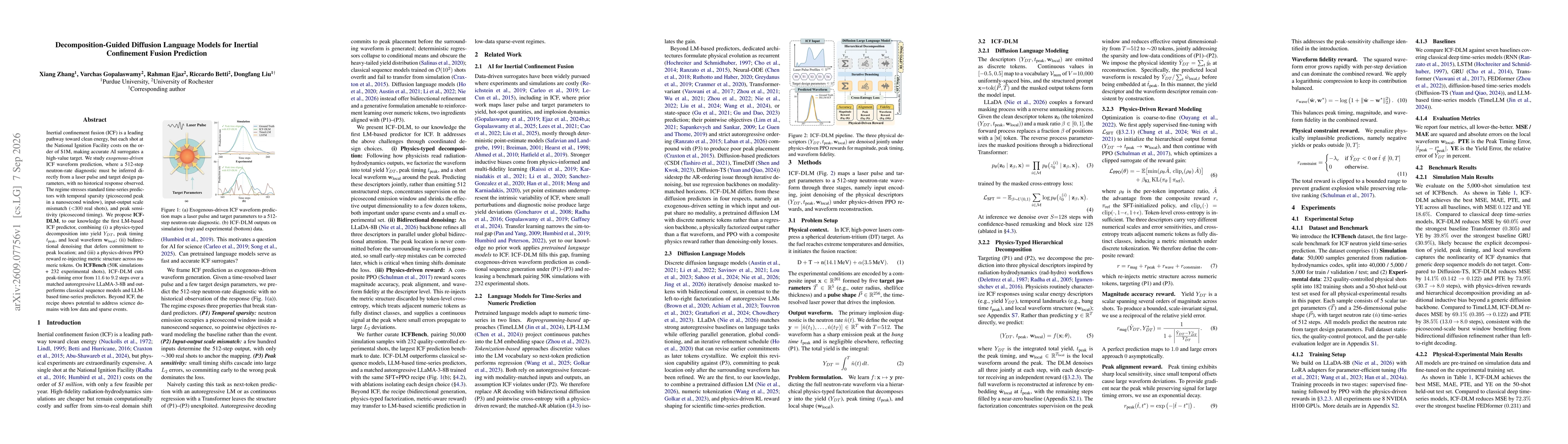 Thumbnail for Decomposition-Guided Diffusion Language Models for Inertial Confinement Fusion Prediction
