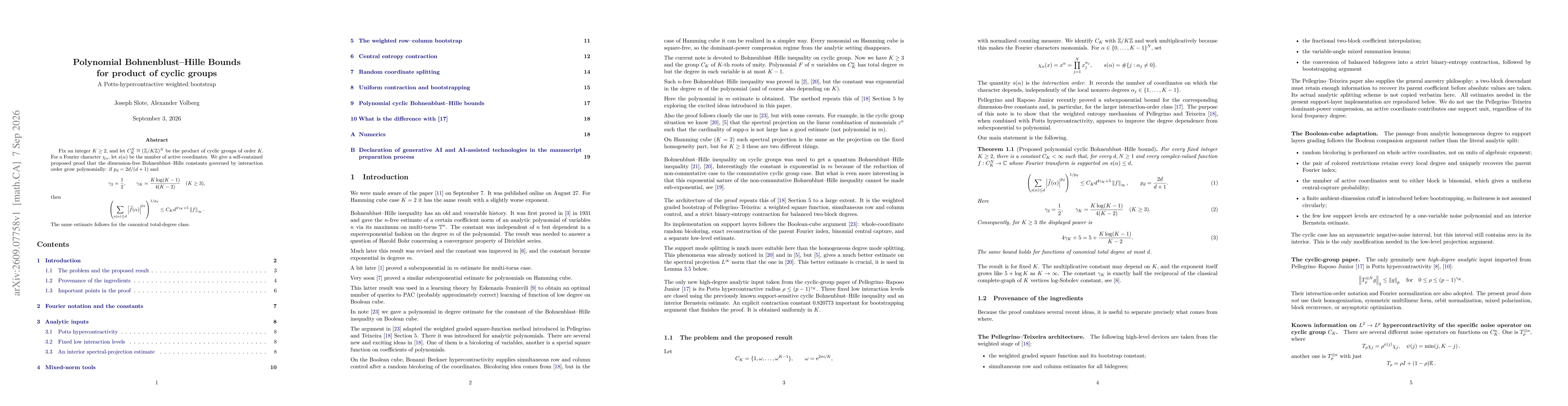 Thumbnail for Polynomial Bohnenblust--Hille Bounds for product of cyclic groups