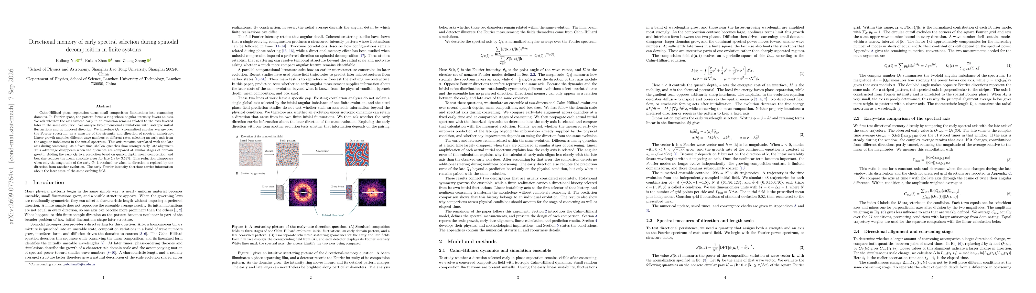 Thumbnail for Directional memory of early spectral selection during spinodal decomposition in finite systems