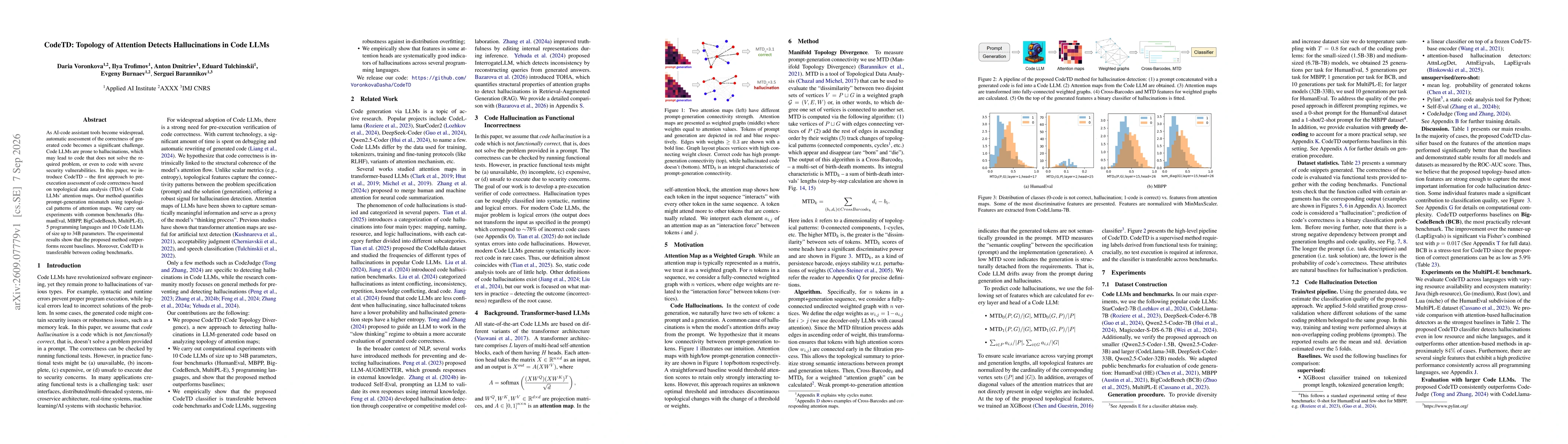 Thumbnail for CodeTD: Topology of Attention Detects Hallucinations in Code LLMs