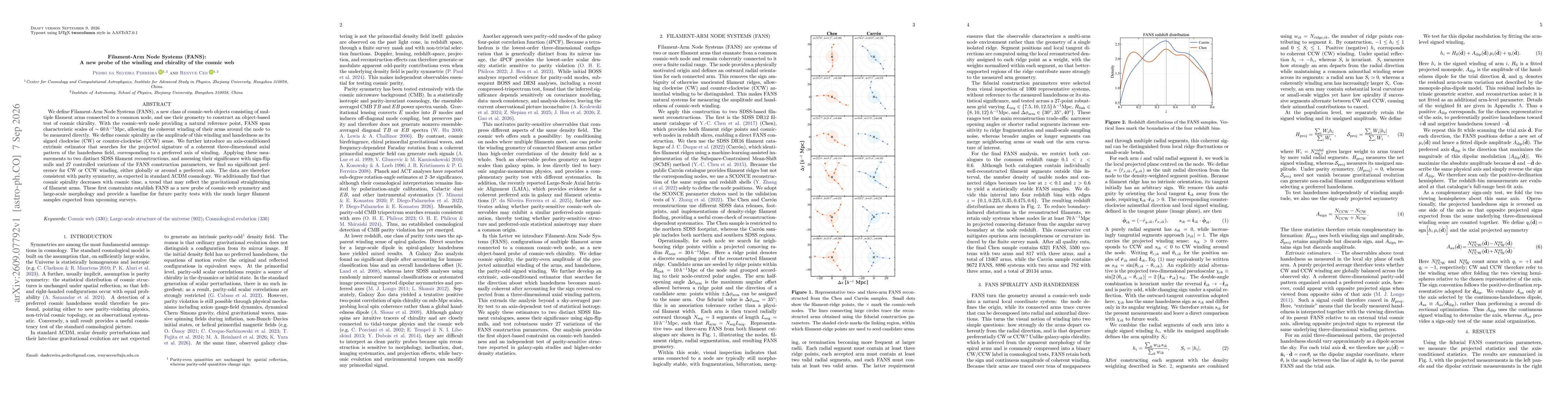 Thumbnail for Filament-Arm Node Systems (FANS): A new probe of the winding and chirality of the cosmic web
