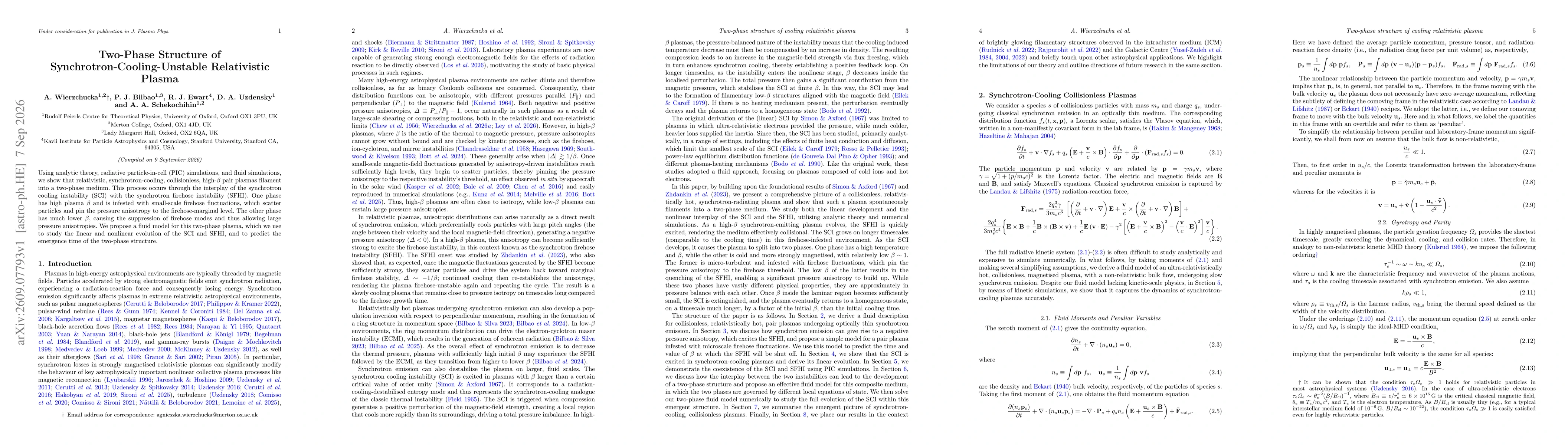 Thumbnail for Two-Phase Structure of Synchrotron-Cooling-Unstable Relativistic Plasma