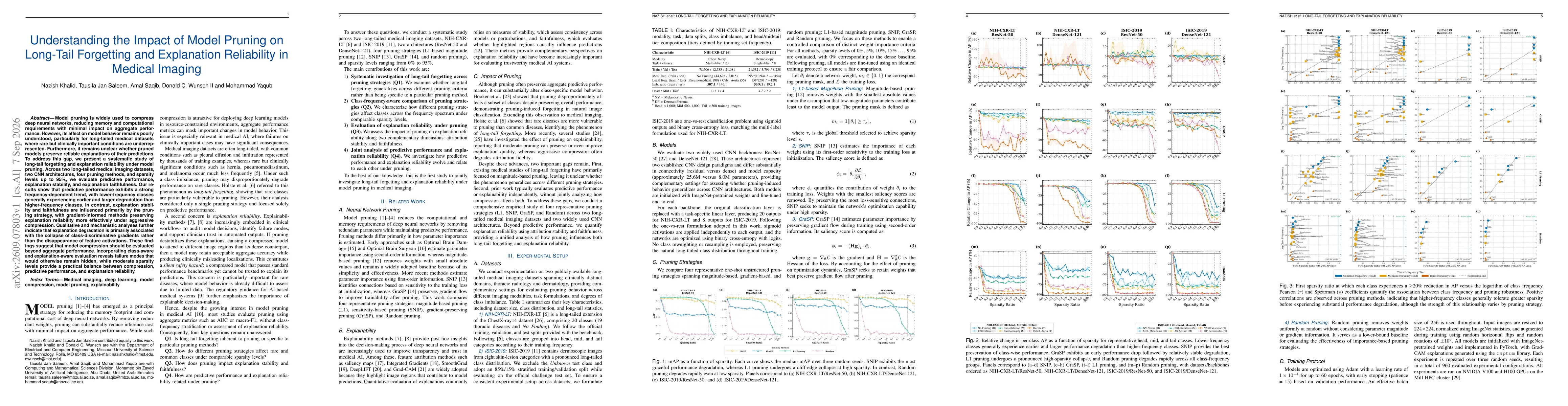 Thumbnail for Understanding the Impact of Model Pruning on Long-Tail Forgetting and Explanation Reliability in Medical Imaging