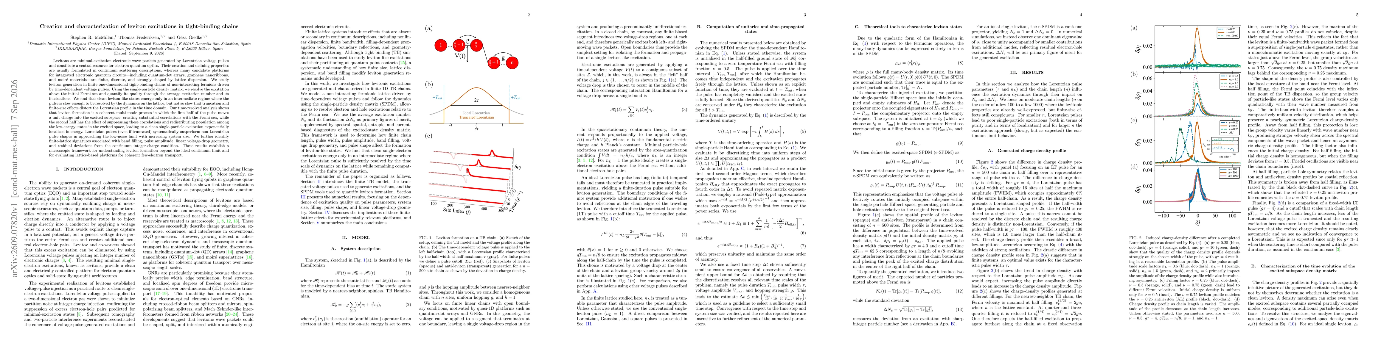 Thumbnail for Creation and characterization of leviton excitations in tight-binding chains