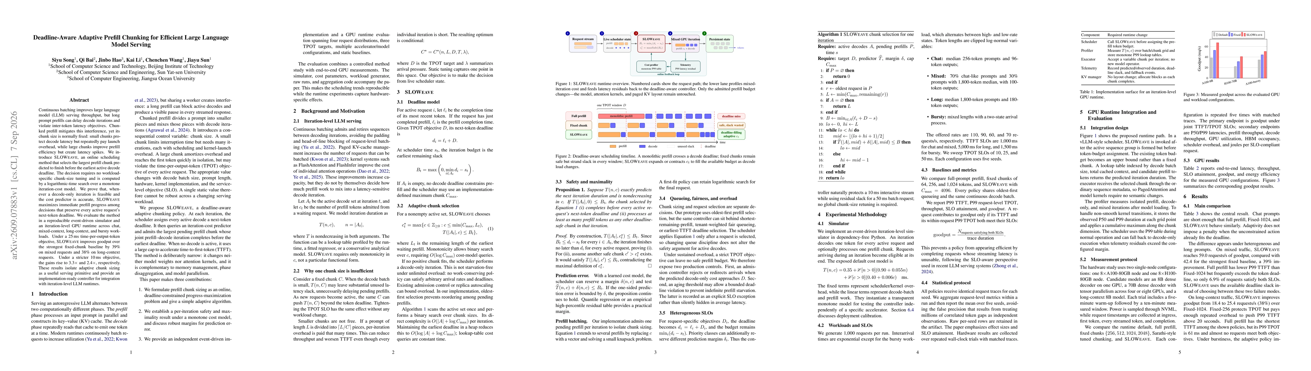 Thumbnail for Deadline-Aware Adaptive Prefill Chunking for Efficient Large Language Model Serving