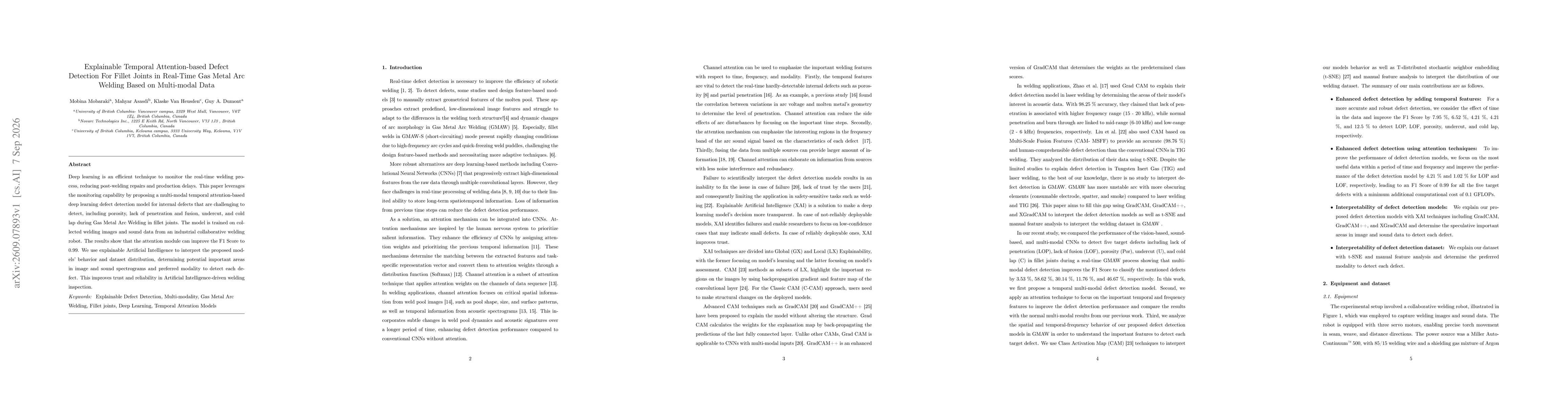 Thumbnail for Explainable Temporal Attention-based Defect Detection For Fillet Joints in Real-Time Gas Metal Arc Welding Based on Multi-modal Data