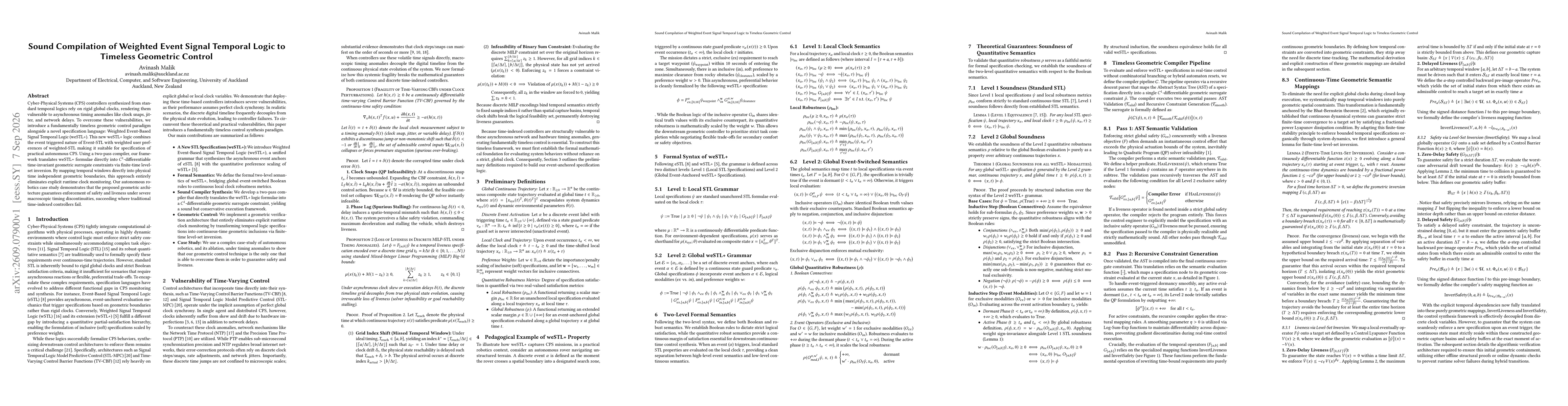 Thumbnail for Sound Compilation of Weighted Event Signal Temporal Logic to Timeless Geometric Control