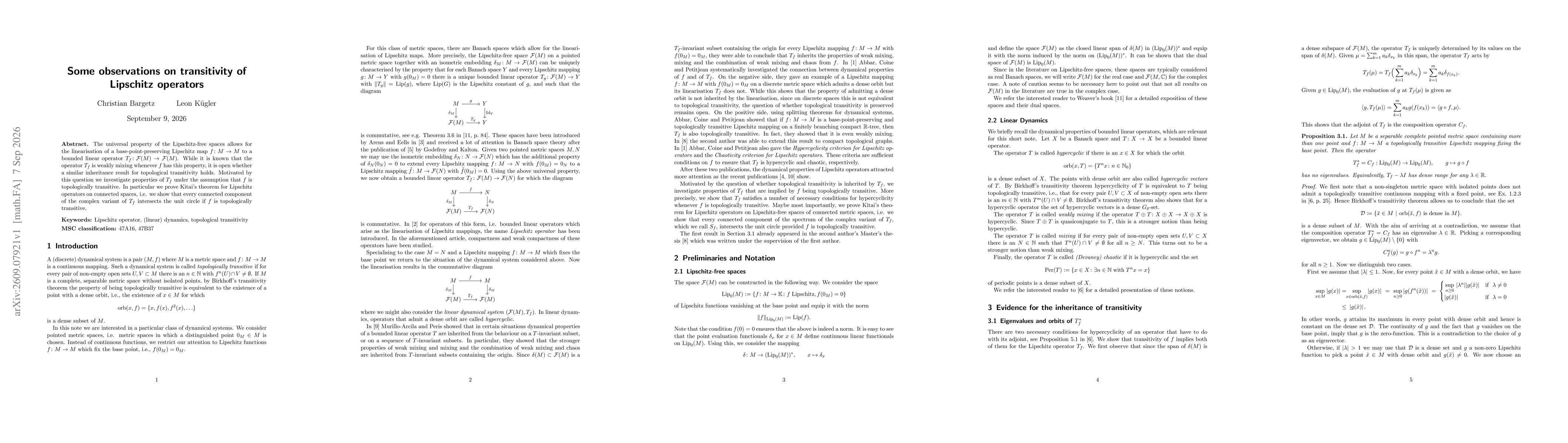 Thumbnail for Some observations on transitivity of Lipschitz operators