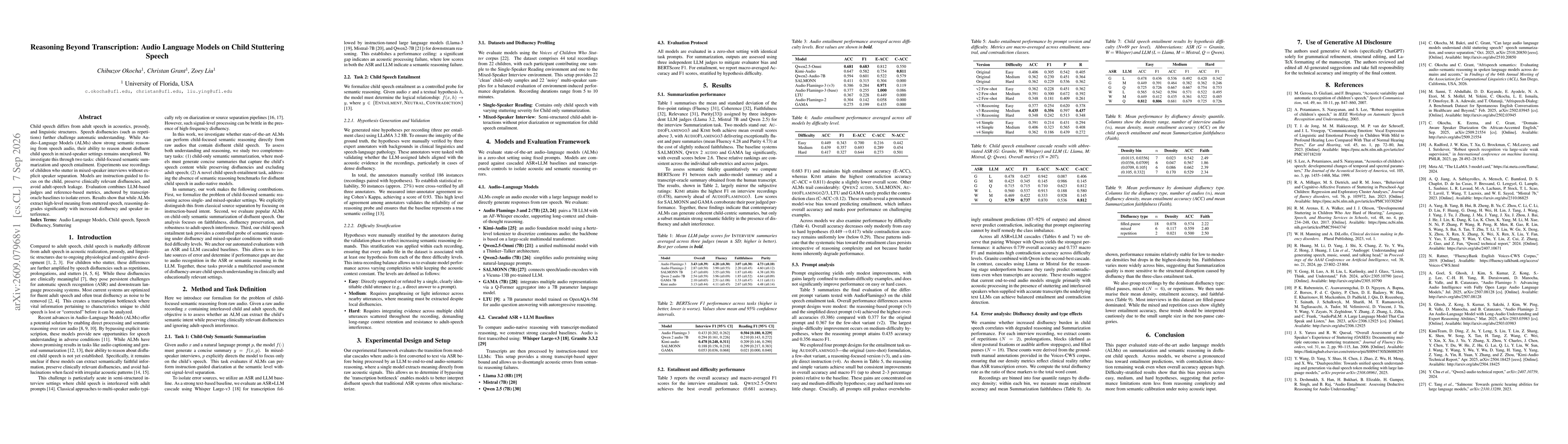 Thumbnail for Reasoning Beyond Transcription: Audio Language Models on Child Stuttering Speech