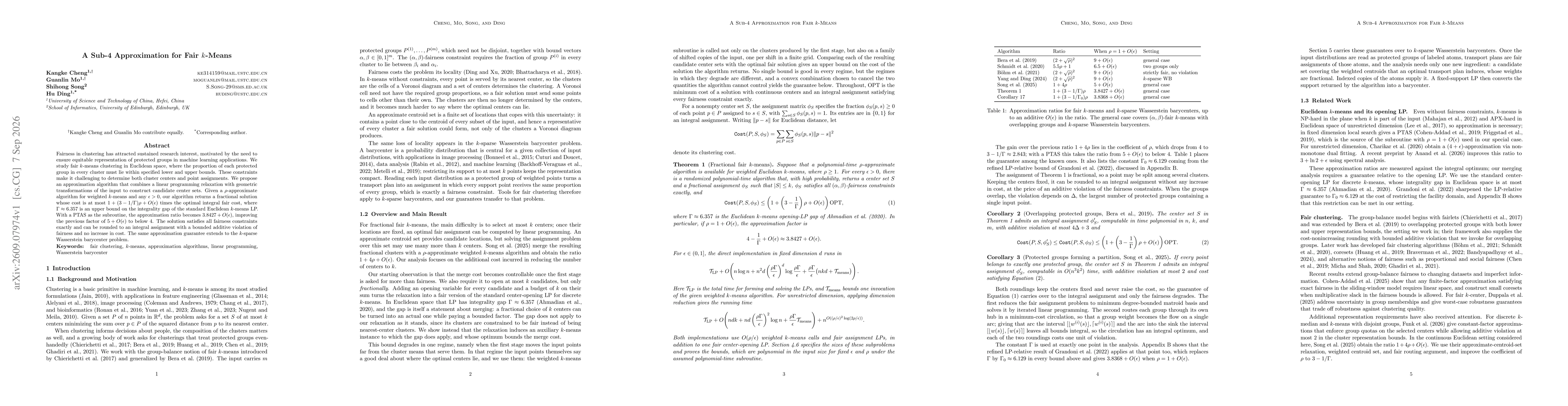 Thumbnail for A Sub-4 Approximation for Fair $k$-Means