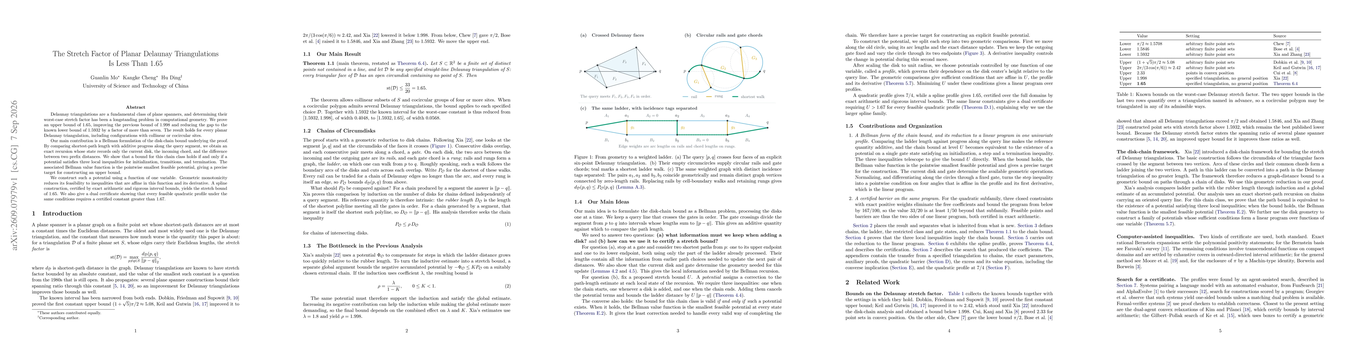 Thumbnail for The Stretch Factor of Planar Delaunay Triangulations Is Less Than 1.65