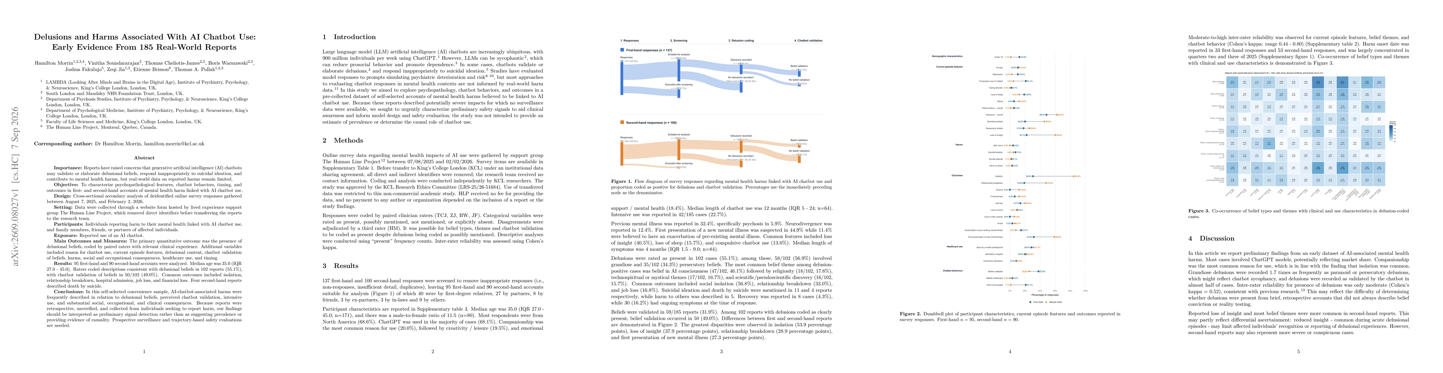 Thumbnail for Delusions and Harms Associated with AI Chatbot Use: Early Evidence from 185 Real-World Reports
