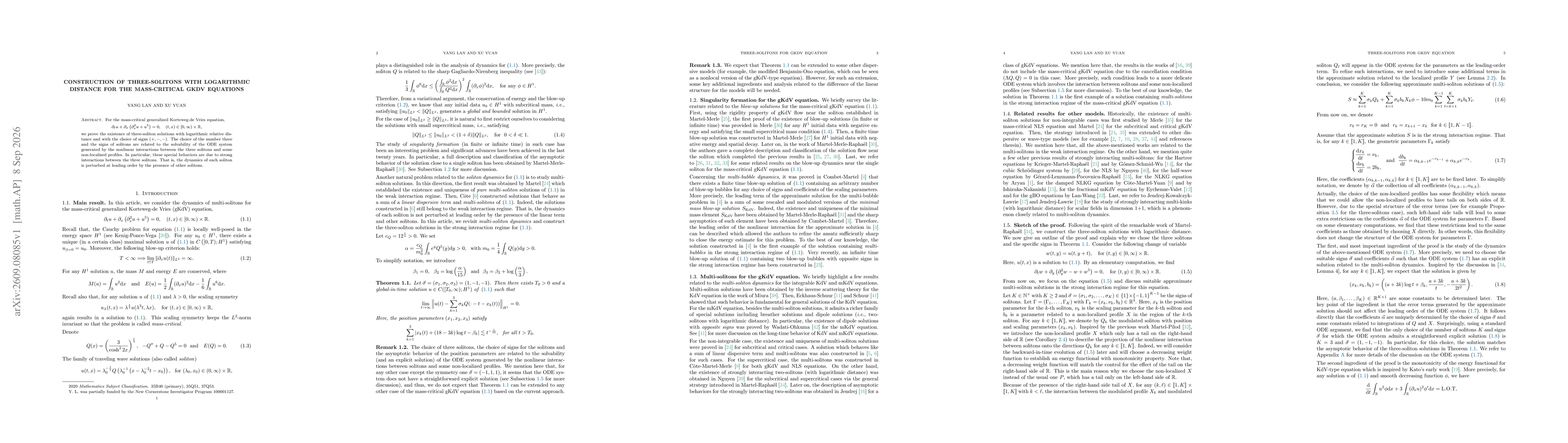 Thumbnail for Construction of three-solitons with logarithmic distance for the mass-critical gKdV equations