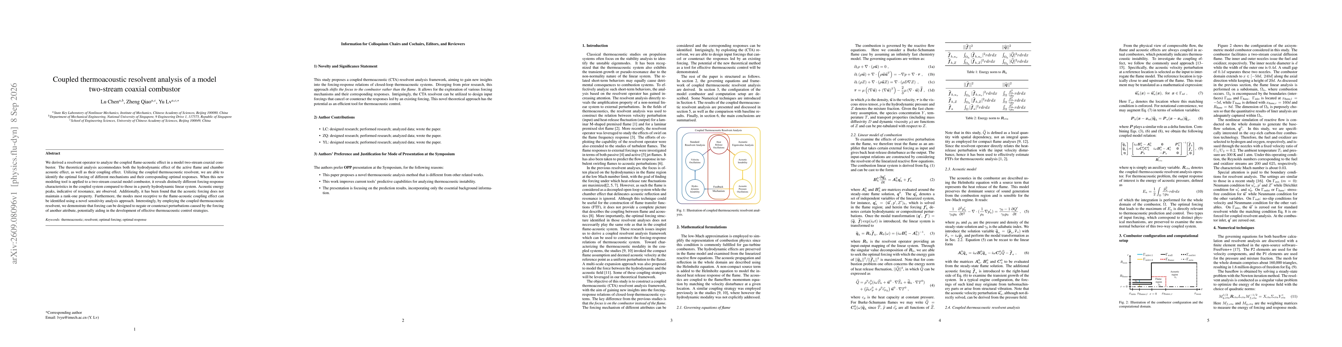Thumbnail for Coupled thermoacoustic resolvent analysis of a model two-stream coaxial combustor