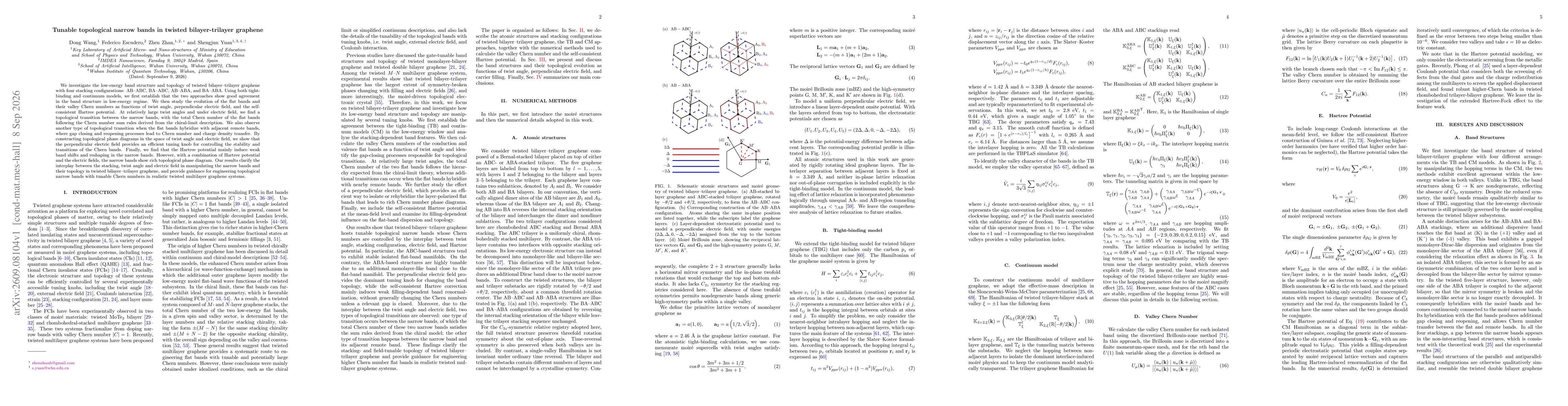Thumbnail for Tunable topological narrow bands in twisted bilayer-trilayer graphene