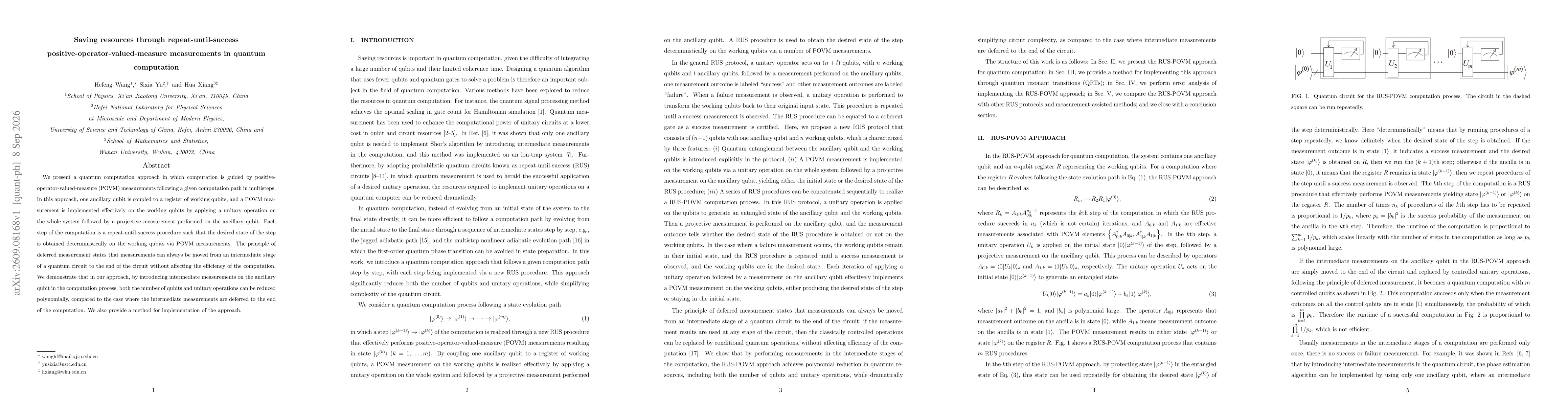 Thumbnail for Saving resources through repeat-until-success positive-operator-valued-measure measurements in quantum computation