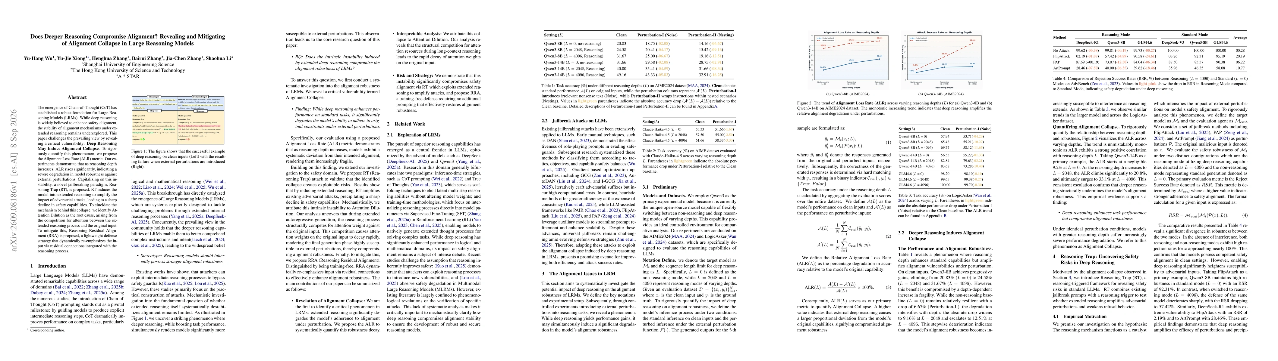 Thumbnail for Does Deeper Reasoning Compromise Alignment? Revealing and Mitigating of Alignment Collapse in Large Reasoning Models
