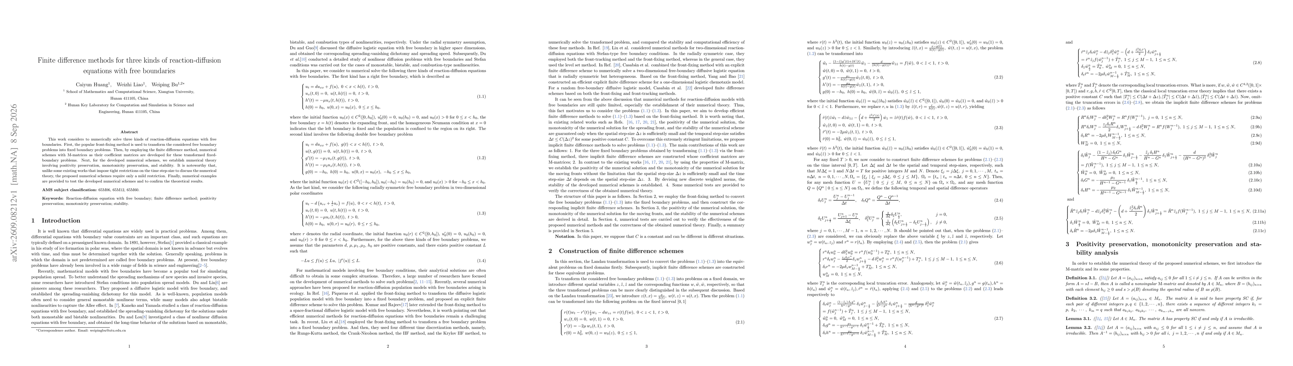 Thumbnail for Finite difference methods for three kinds of reaction-diffusion equations with free boundaries