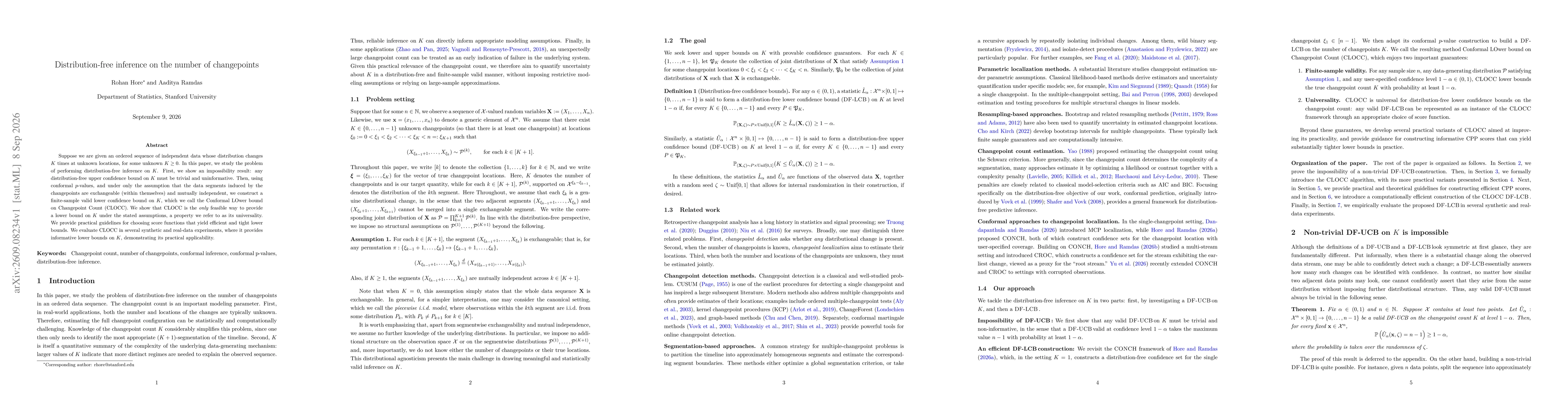 Thumbnail for Distribution-free inference on the number of changepoints