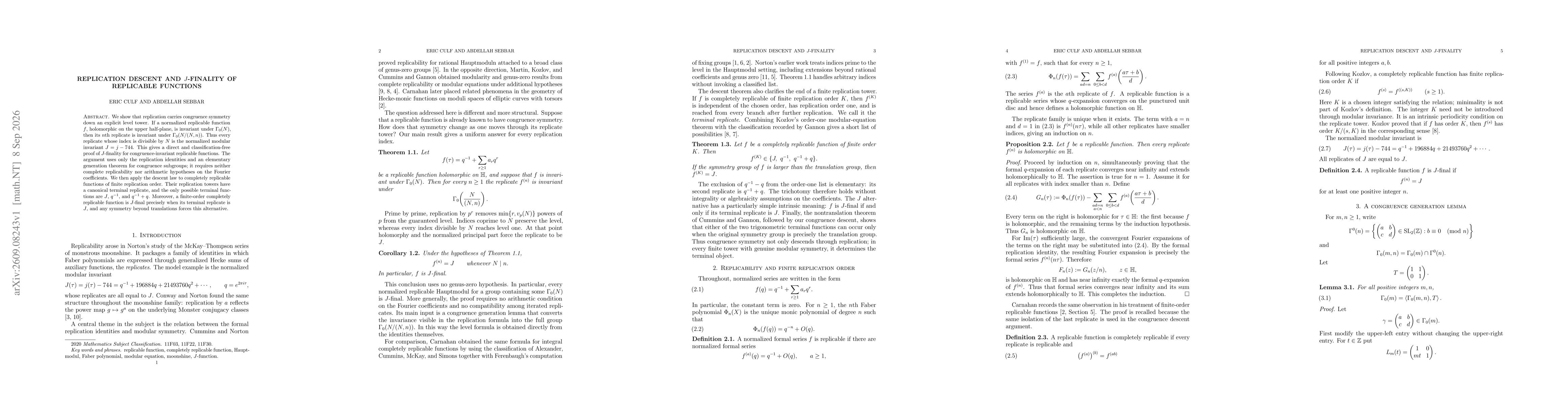 Thumbnail for Replication Descent and $J$-Finality of Replicable Functions