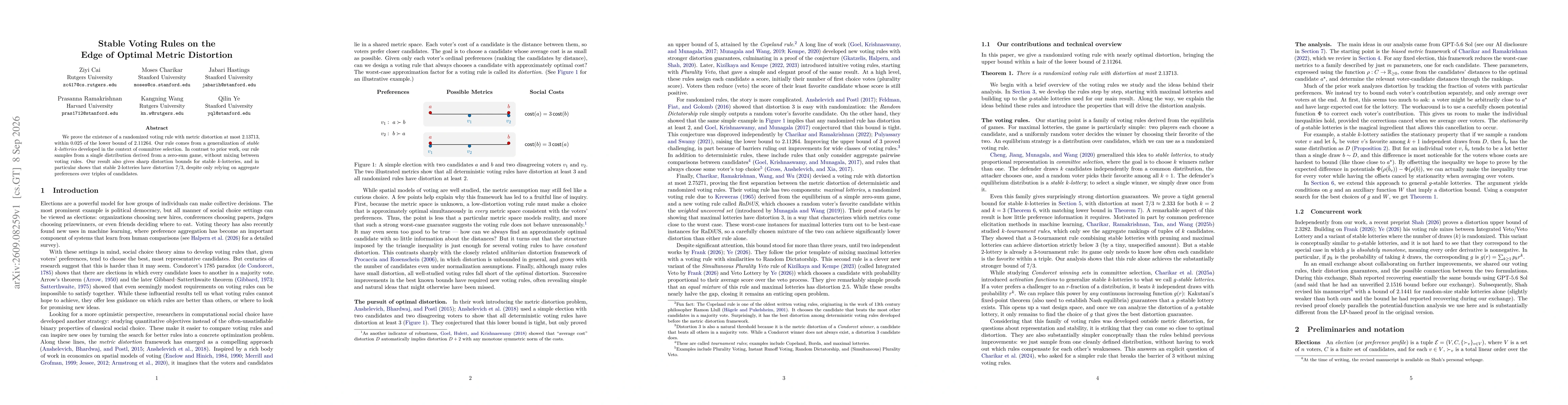 Thumbnail for Stable Voting Rules on the Edge of Optimal Metric Distortion