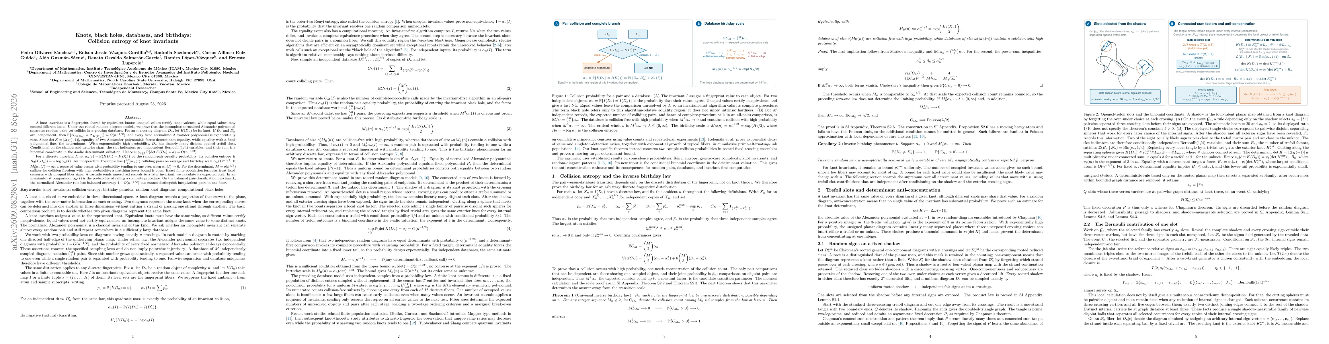 Thumbnail for Knots, black holes, databases, and birthdays: Collision entropy of knot invariants
