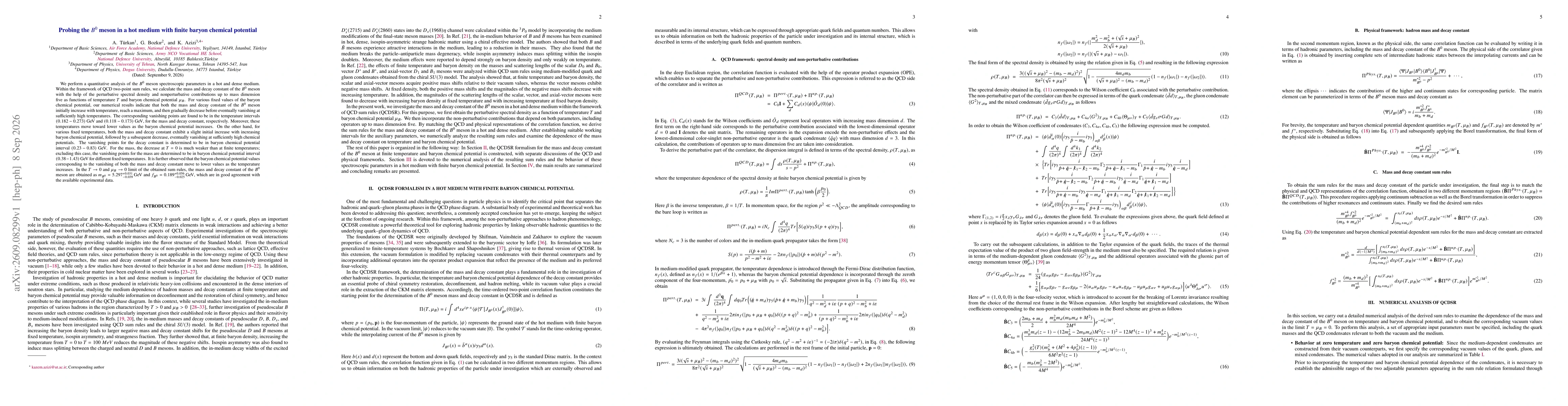 Thumbnail for Probing the $B^{0}$ meson in a hot medium with finite baryon chemical potential