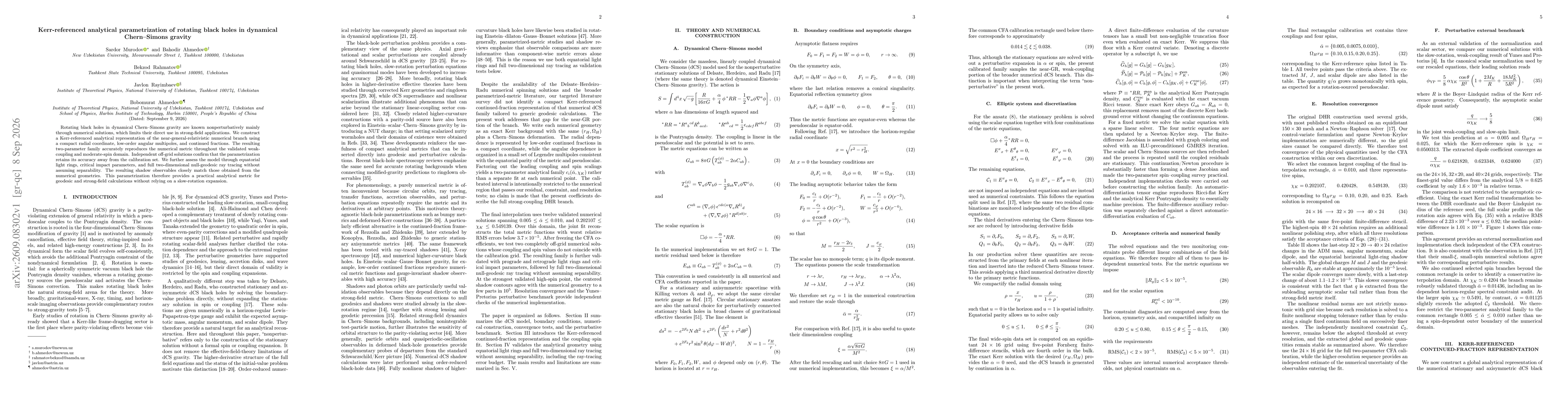 Thumbnail for Kerr-referenced analytical parametrization of rotating black holes in dynamical Chern-Simons gravity