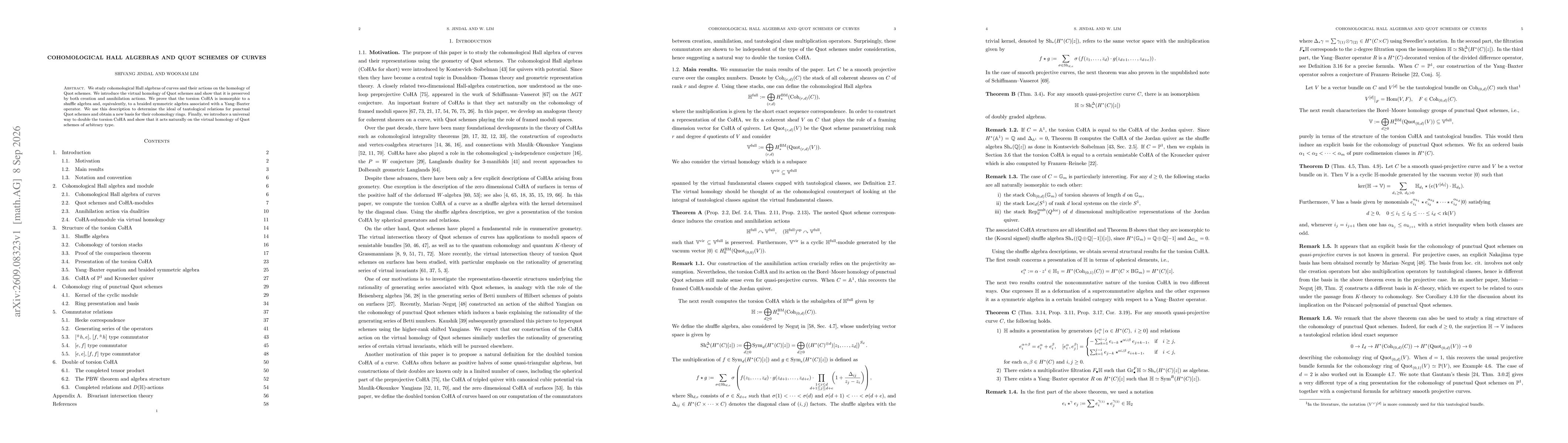 Thumbnail for Cohomological Hall algebras and Quot schemes of curves