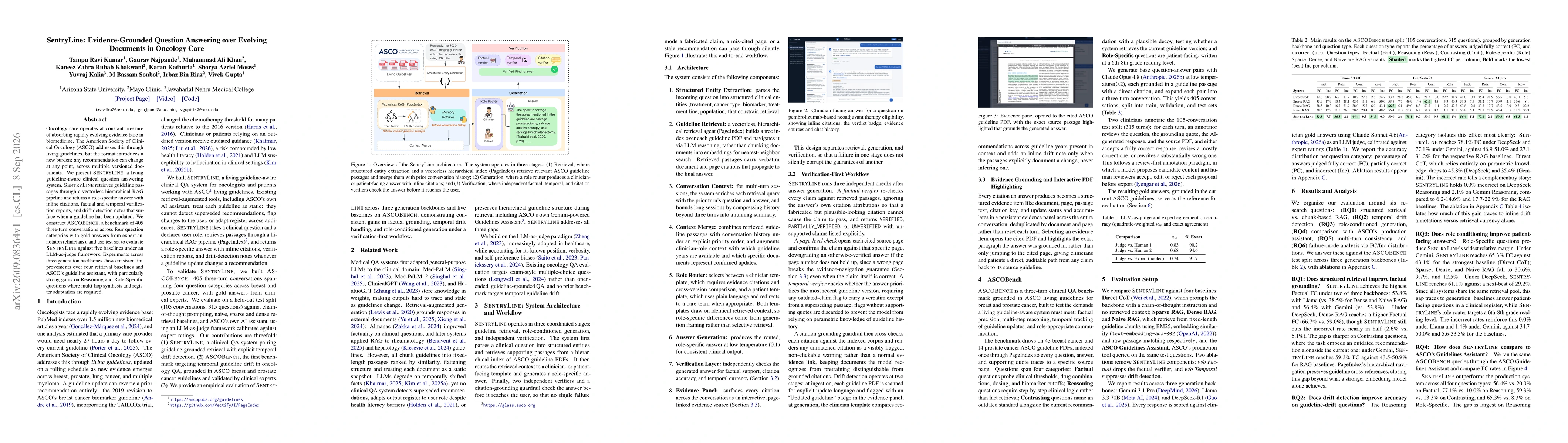 Thumbnail for SentryLine: Evidence-Grounded Question Answering over Evolving Documents in Oncology Care