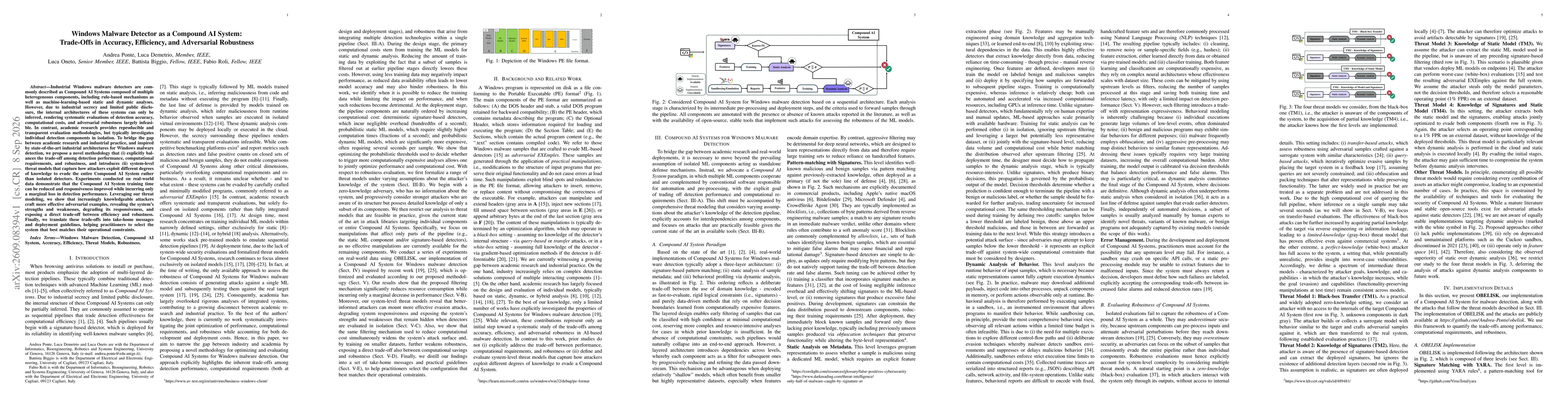 Thumbnail for Windows Malware Detector as a Compound AI System: Trade-Offs in Accuracy, Efficiency, and Adversarial Robustness