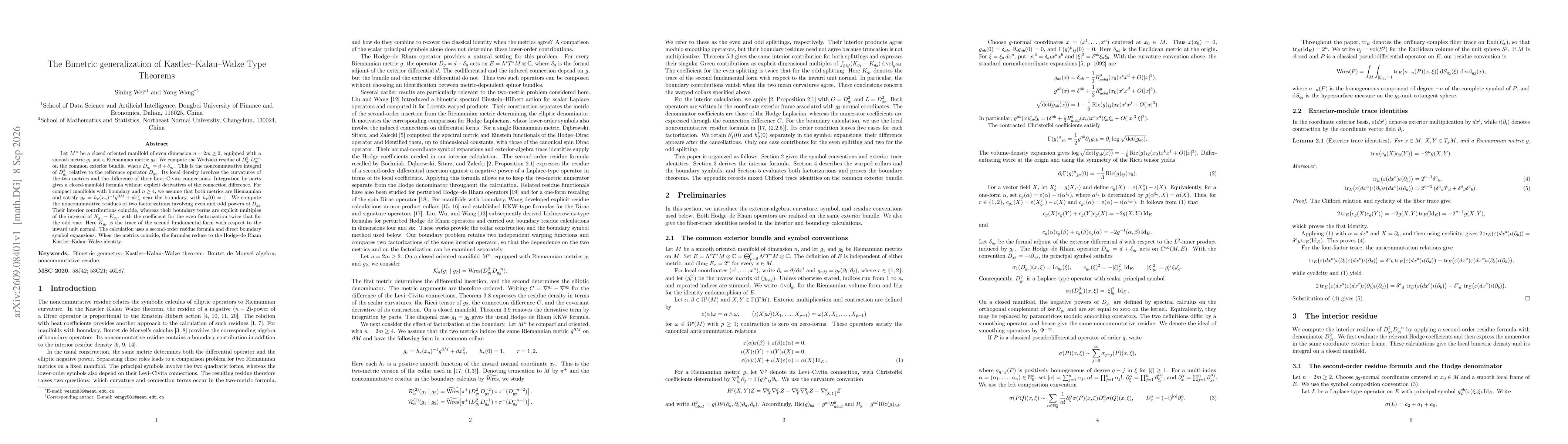 Thumbnail for The Bimetric generalization of Kastler--Kalau--Walze Type Theorems