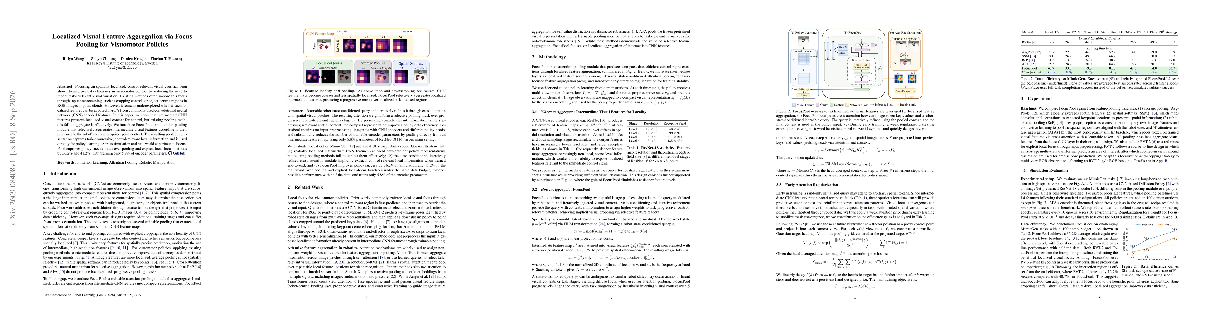 Thumbnail for Localized Visual Feature Aggregation via Focus Pooling for Visuomotor Policies