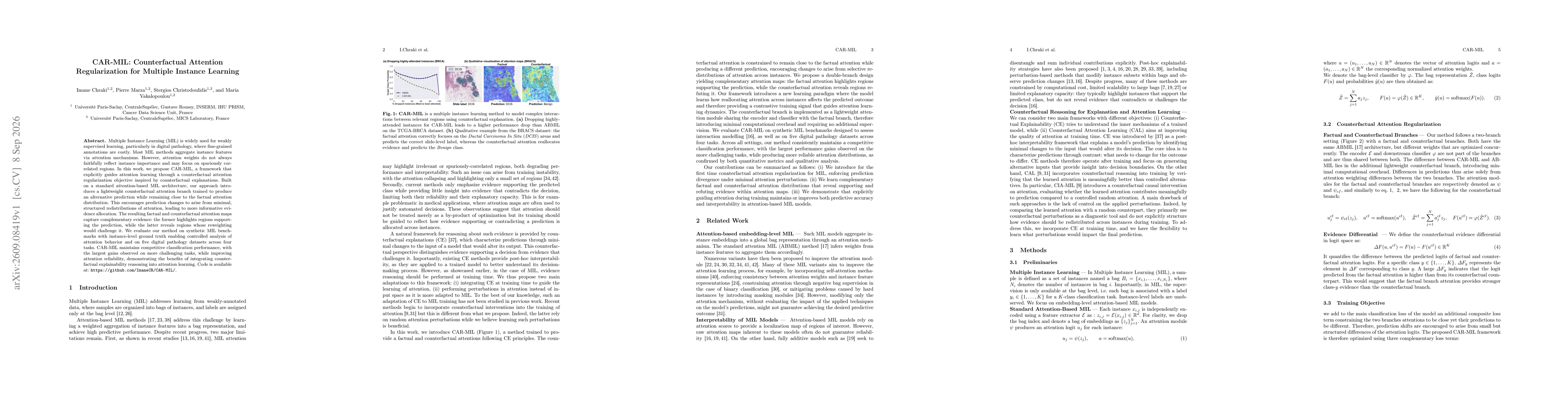Thumbnail for CAR-MIL: Counterfactual Attention Regularization for Multiple Instance Learning