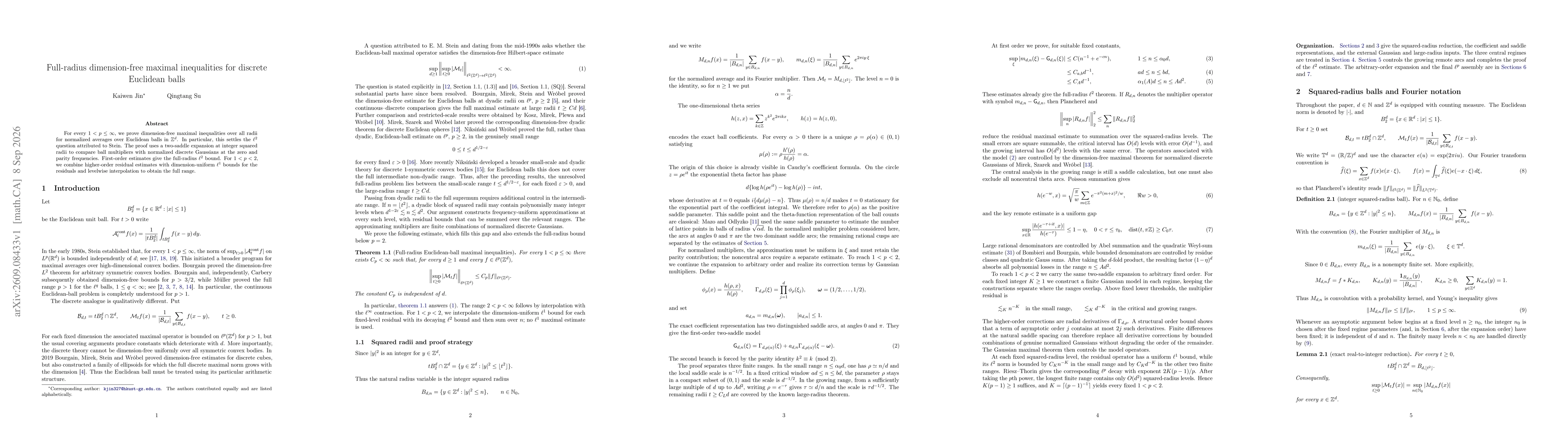 Thumbnail for Full-radius dimension-free maximal inequalities for discrete Euclidean balls