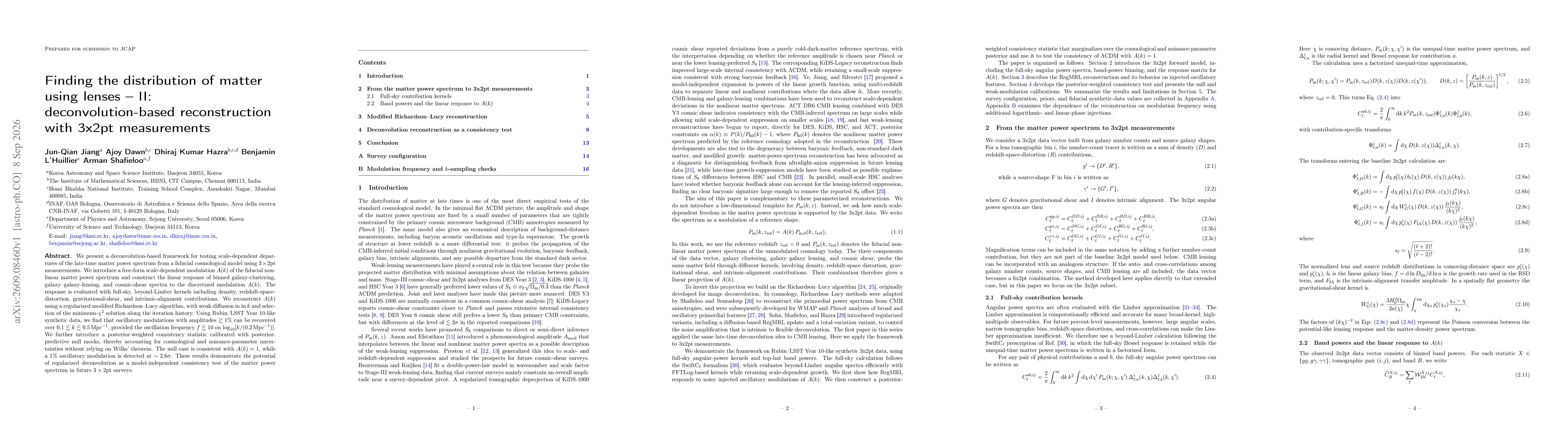 Thumbnail for Finding the distribution of matter using lenses - II: deconvolution-based reconstruction with 3x2pt measurements