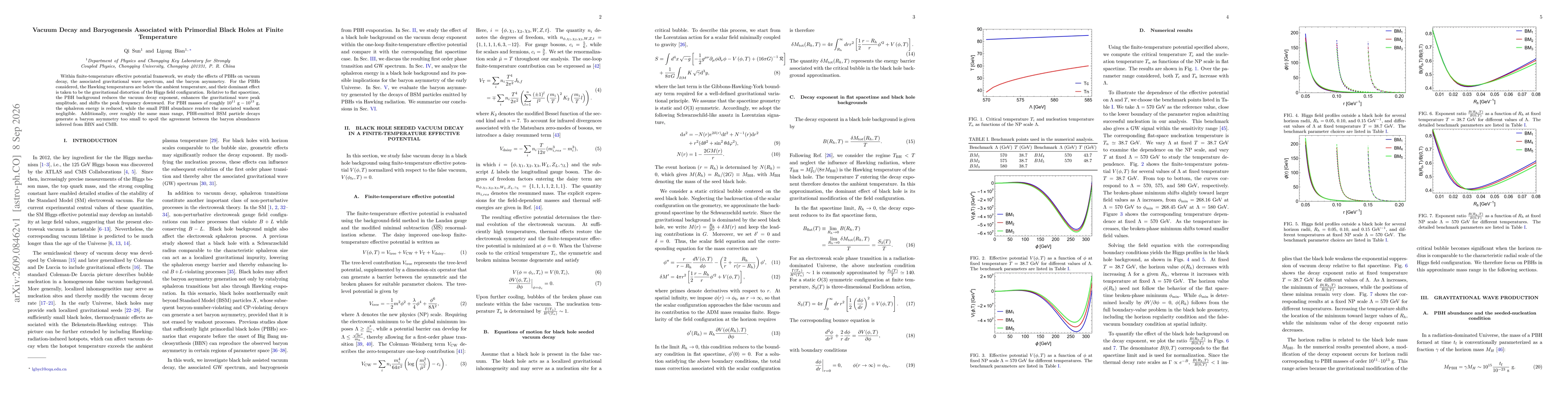 Thumbnail for Vacuum Decay and Baryogenesis Associated with Primordial Black Holes at Finite Temperature