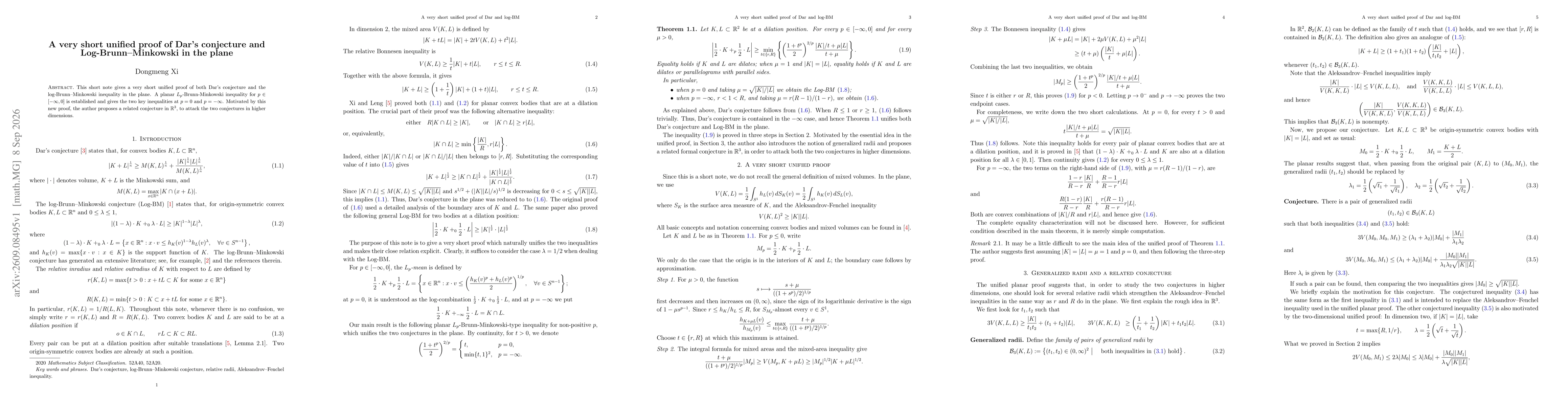 Thumbnail for A very short unified proof of Dar's conjecture and Log-Brunn--Minkowski in the plane