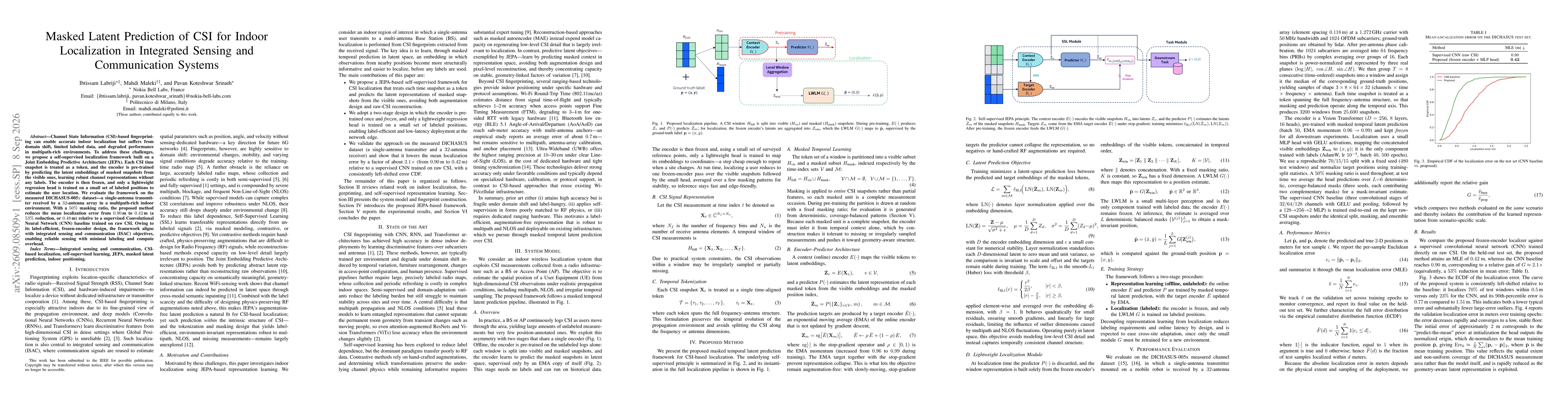 Thumbnail for Masked Latent Prediction of CSI for Indoor Localization in Integrated Sensing and Communication Systems
