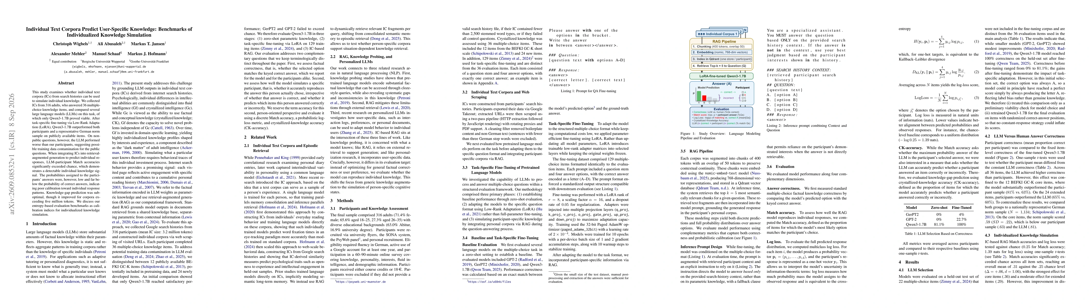 Thumbnail for Individual Text Corpora Predict User-Specific Knowledge: Benchmarks of Individualized Knowledge Simulation